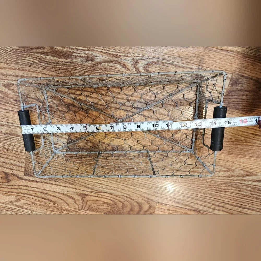 Vintage Chicken Wire Basket with Black Handles